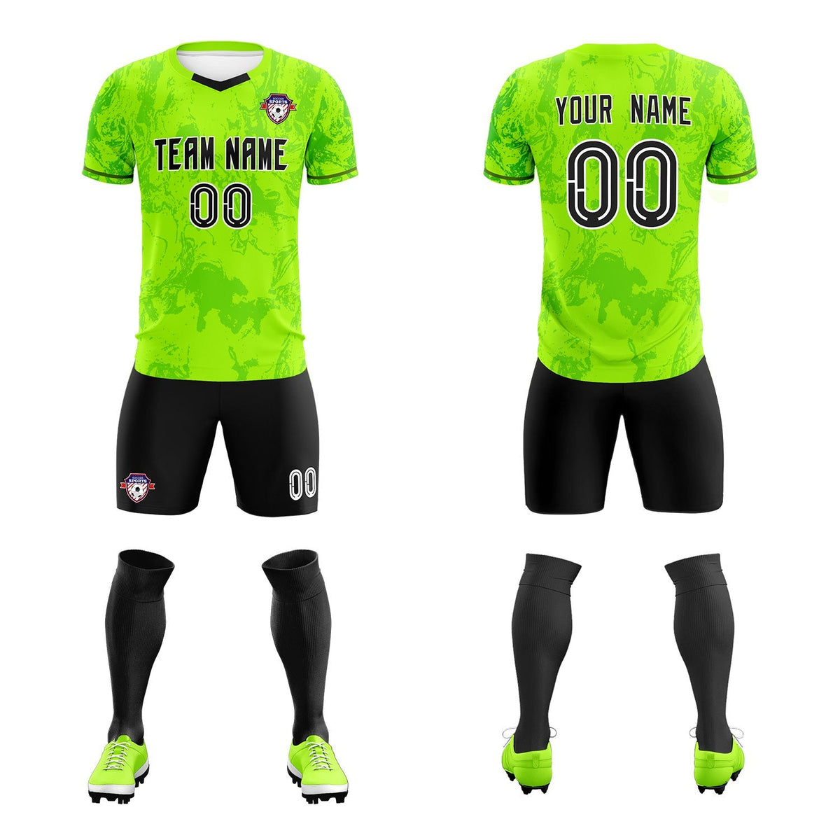 Custom Kelly Green Classic Graffiti Pattern Sportswear Soccer Tops/Sets Jersey