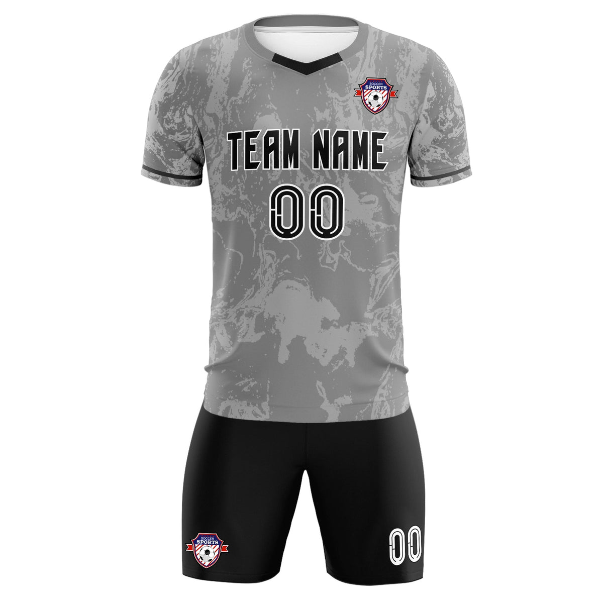 Custom Gray Classic Graffiti Pattern Sportswear Soccer Tops/Sets Jersey