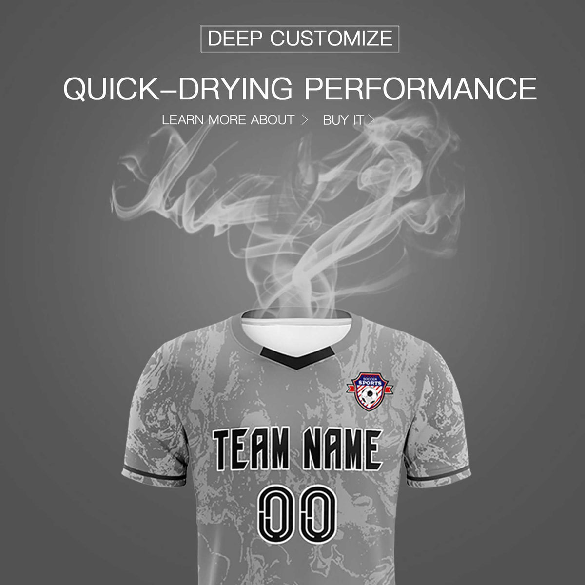 Custom Gray Classic Graffiti Pattern Sportswear Soccer Tops/Sets Jersey