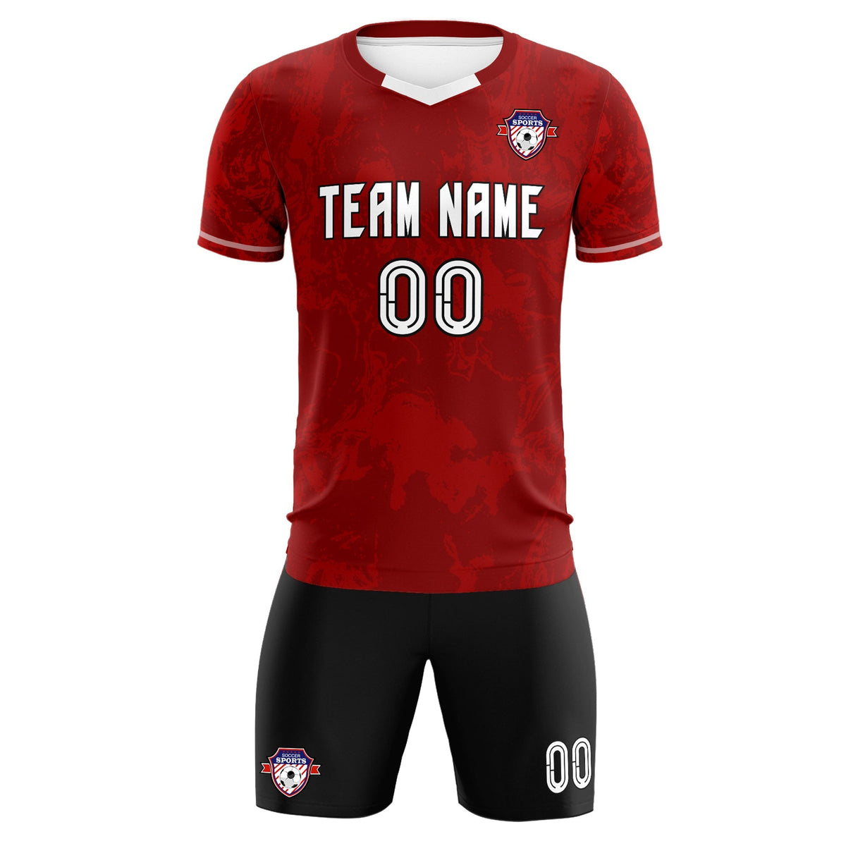 Custom Crimson Classic Graffiti Pattern Sportswear Soccer Tops/Sets Jersey