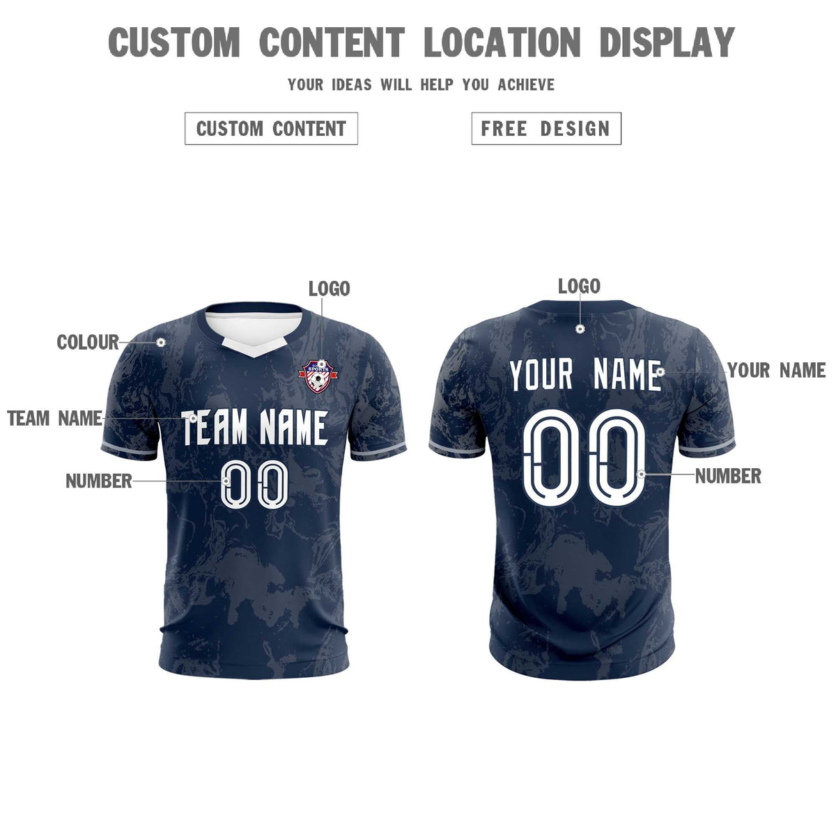 Custom Navy Classic Graffiti Pattern Sportswear Soccer Tops/Sets Jersey