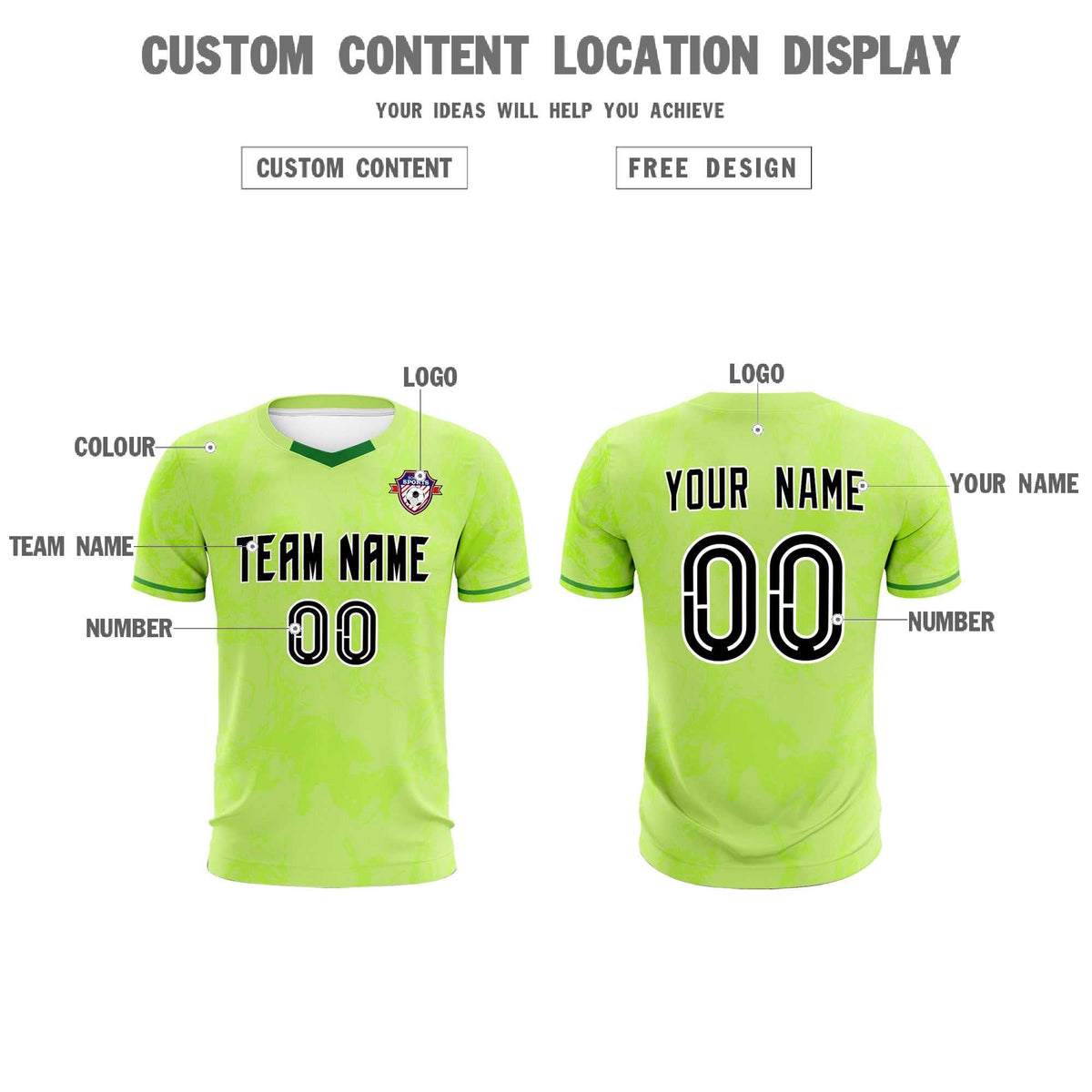 Custom Green Classic Graffiti Pattern Sportswear Soccer Tops/Sets Jersey