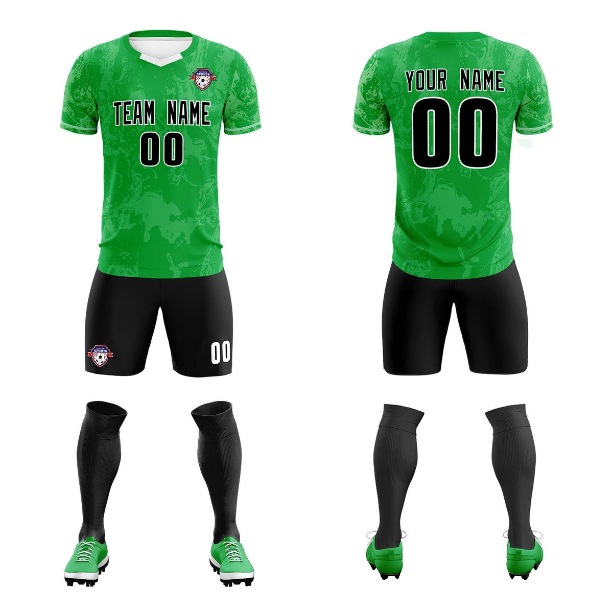 Custom Kelly Green Classic Graffiti Pattern Sportswear Soccer Tops/Sets Jersey