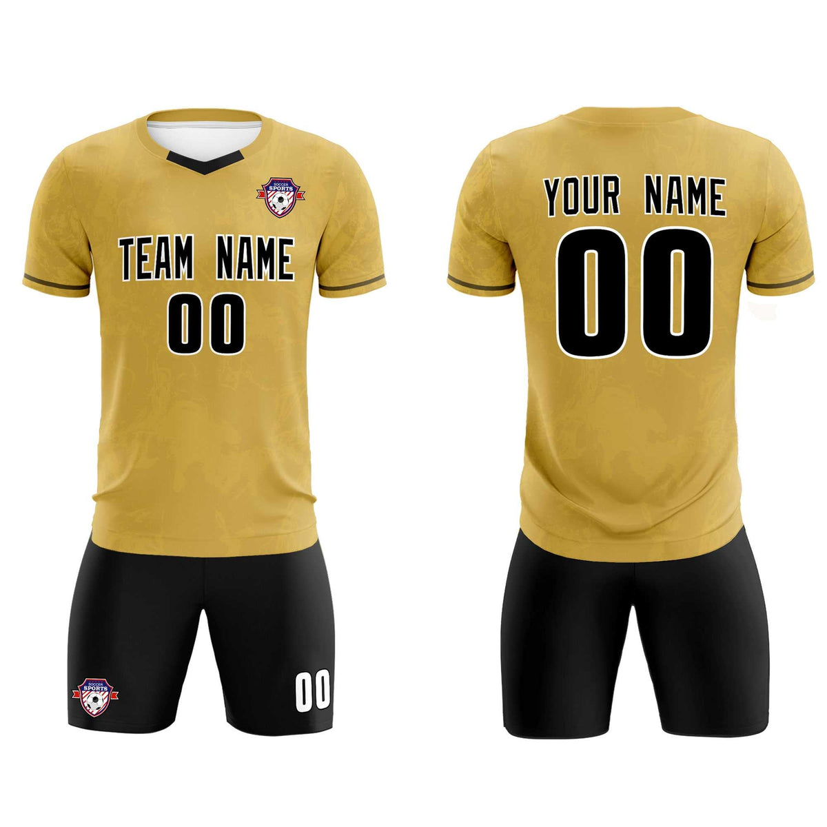 Custom Old Gold Classic Graffiti Pattern Sportswear Soccer Tops/Sets Jersey