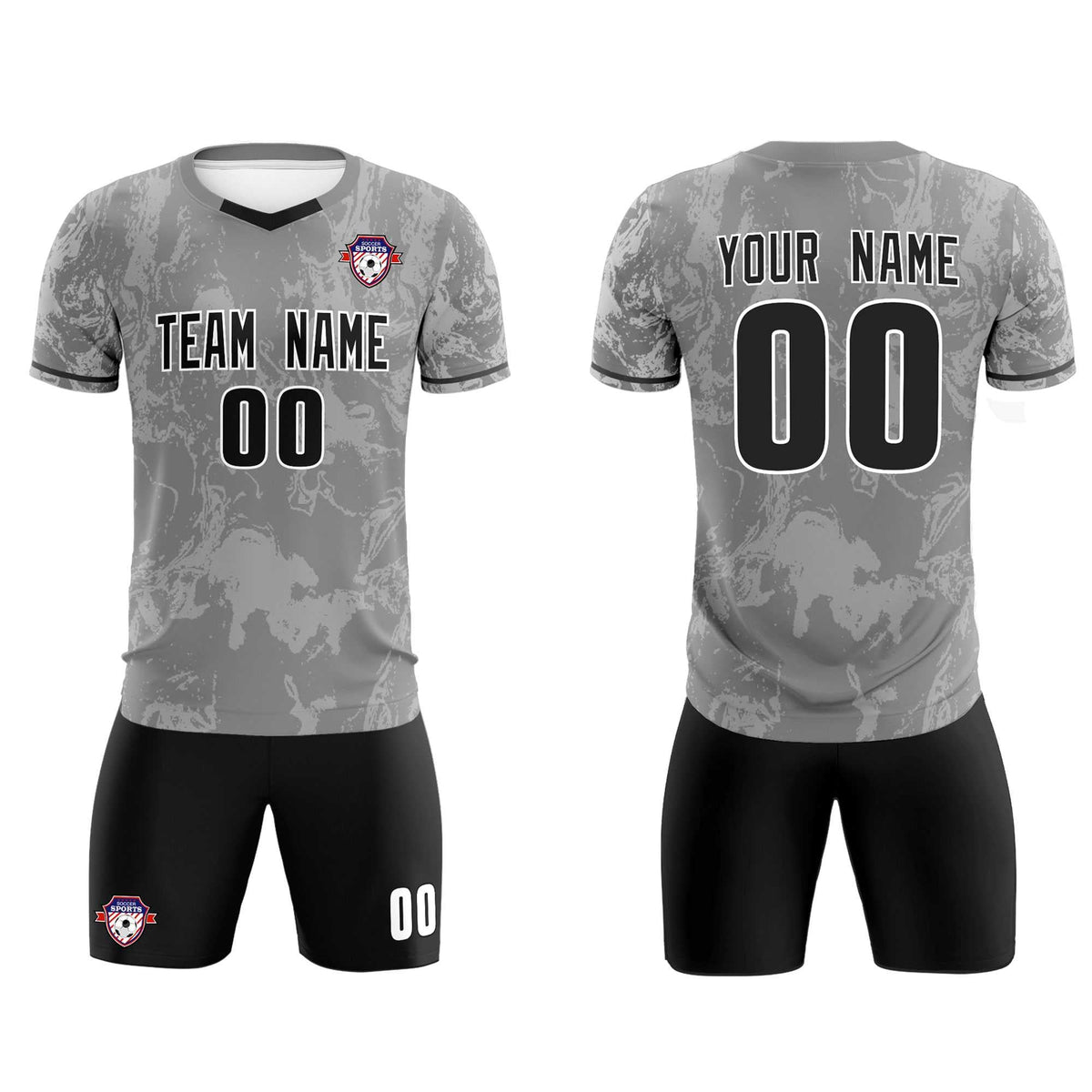 Custom Gray Classic Graffiti Pattern Sportswear Soccer Tops/Sets Jersey