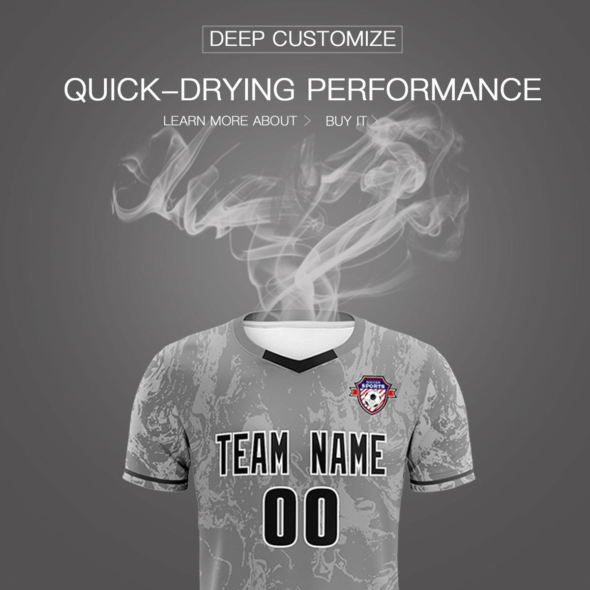 Custom Gray Classic Graffiti Pattern Sportswear Soccer Tops/Sets Jersey