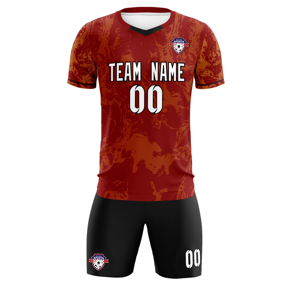 Custom Crimson Classic Graffiti Pattern Sportswear Soccer Tops/Sets Jersey