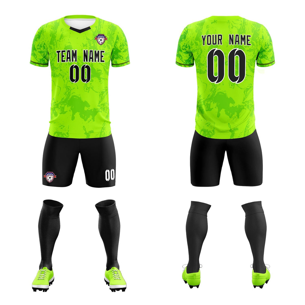 Custom Kelly Green Classic Graffiti Pattern Sportswear Soccer Tops/Sets Jersey