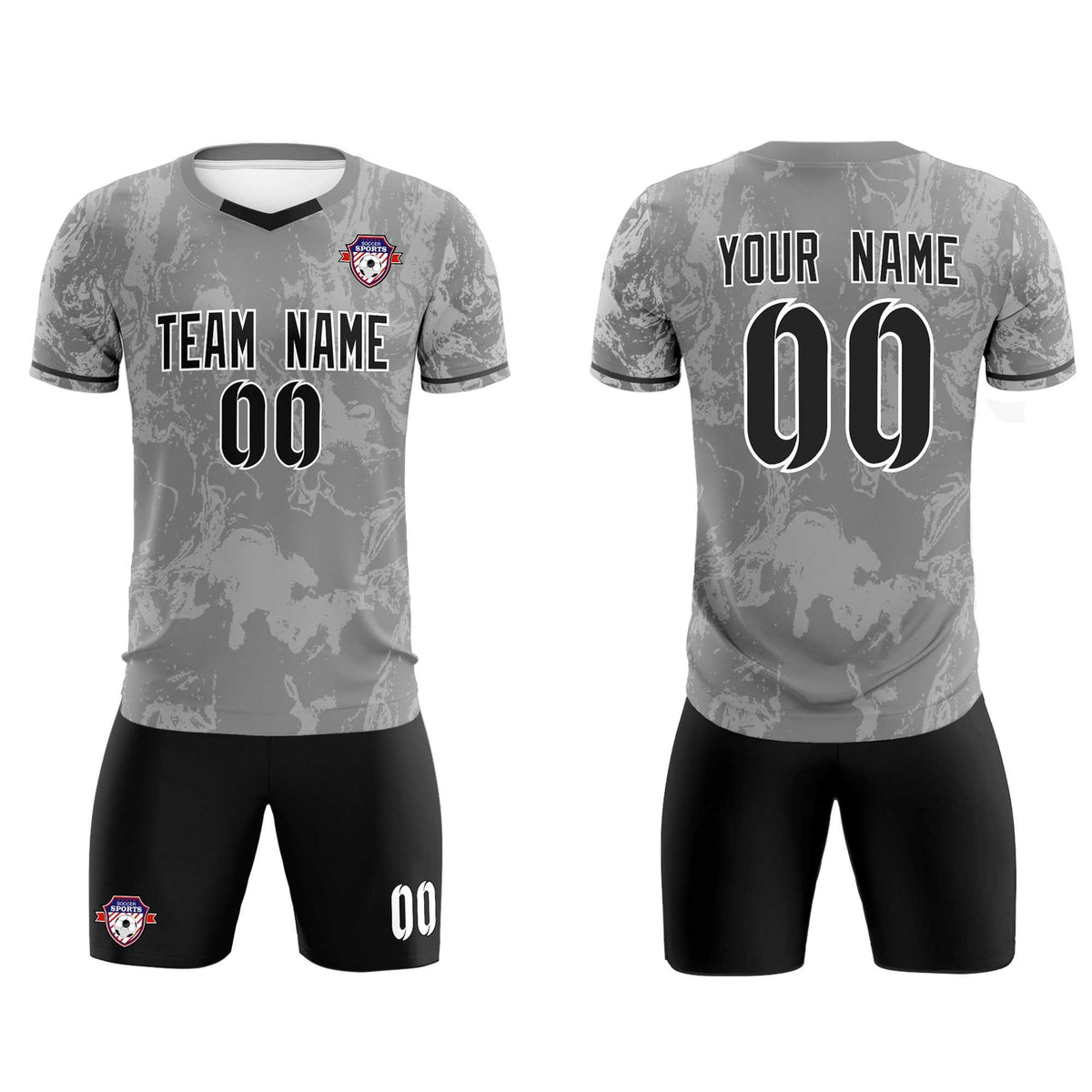 Custom Gray Classic Graffiti Pattern Sportswear Soccer Tops/Sets Jersey