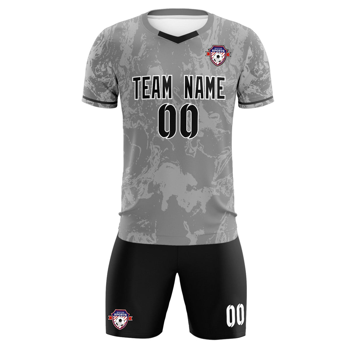 Custom Gray Classic Graffiti Pattern Sportswear Soccer Tops/Sets Jersey
