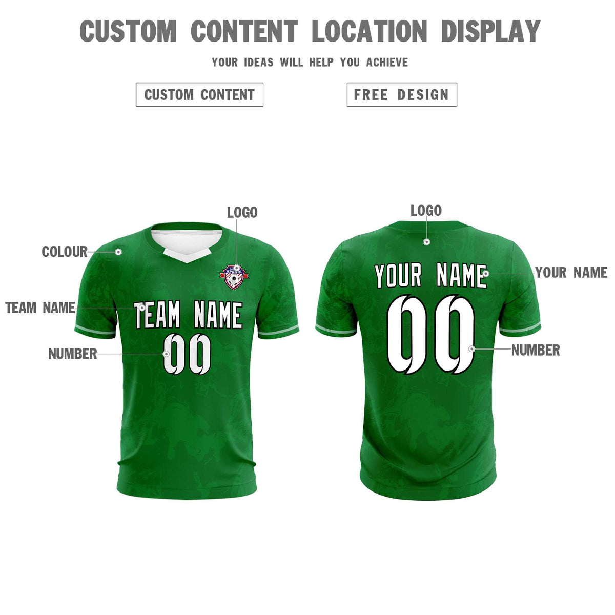 Custom Kelly Green Classic Graffiti Pattern Sportswear Soccer Tops/Sets Jersey