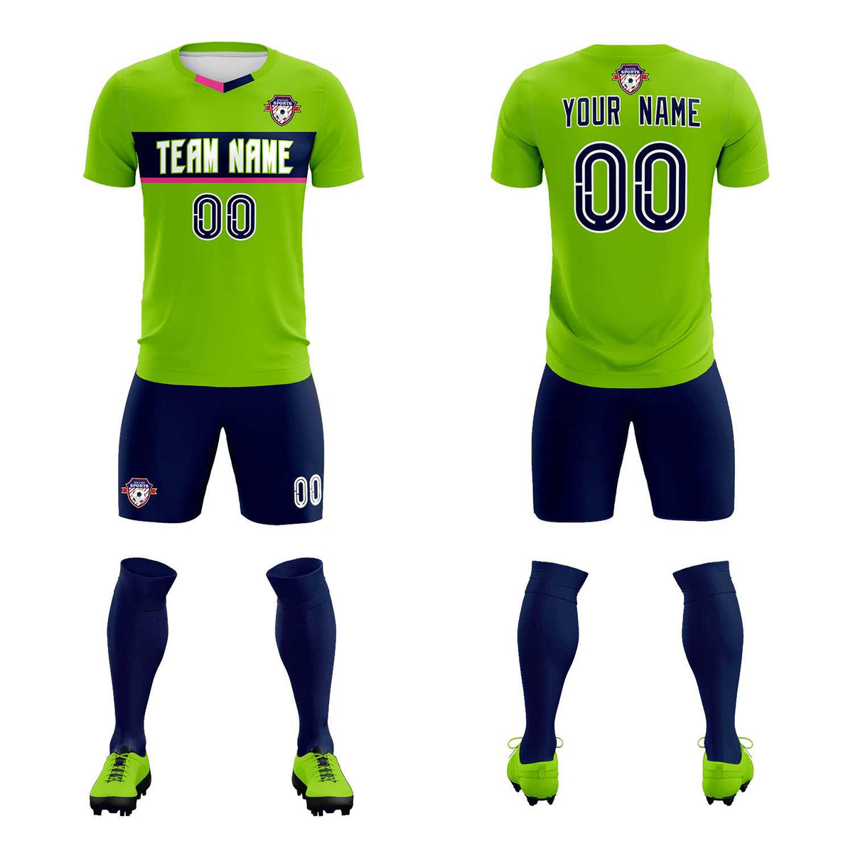 Custom Neon Green Classic Sports Sets Soccer Shirt Jersey