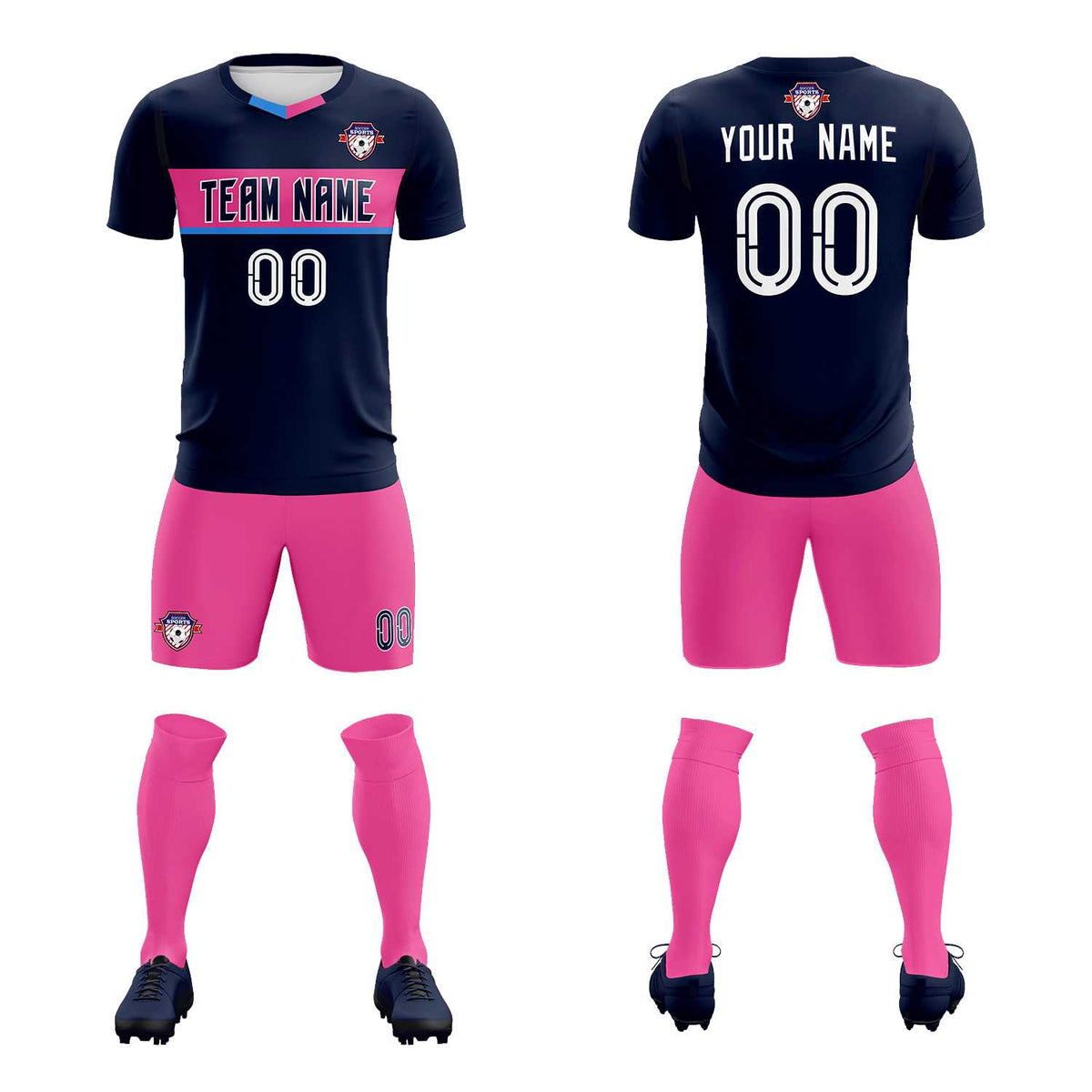 Custom Navy Classic Sports Sets Soccer Shirt Jersey