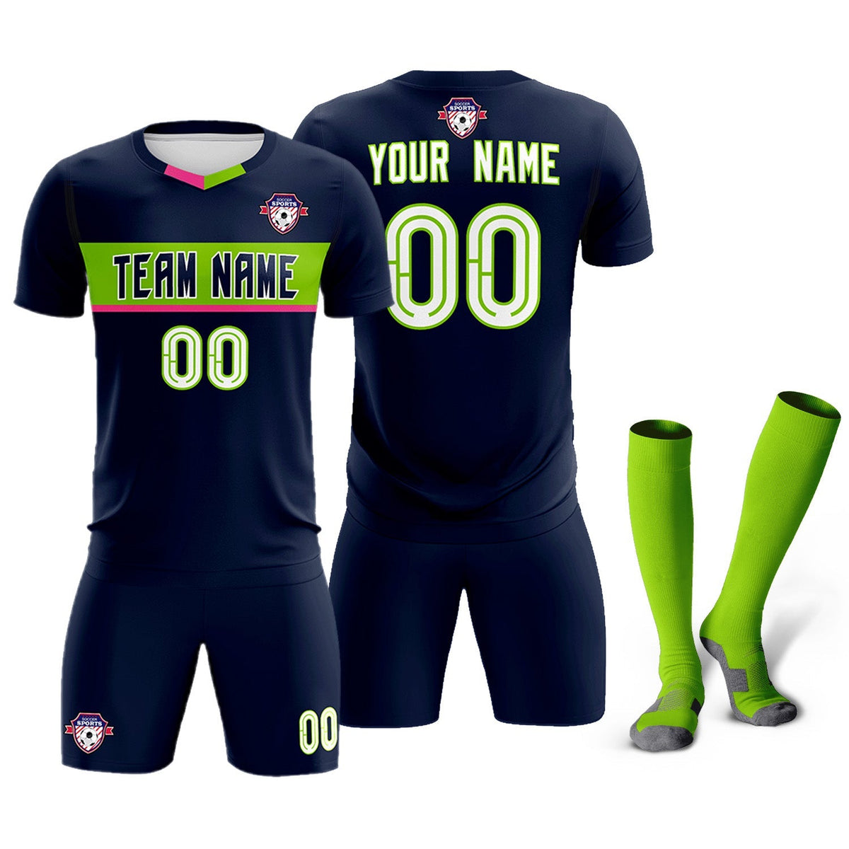 Custom Navy Classic Sports Sets Soccer Shirt Jersey