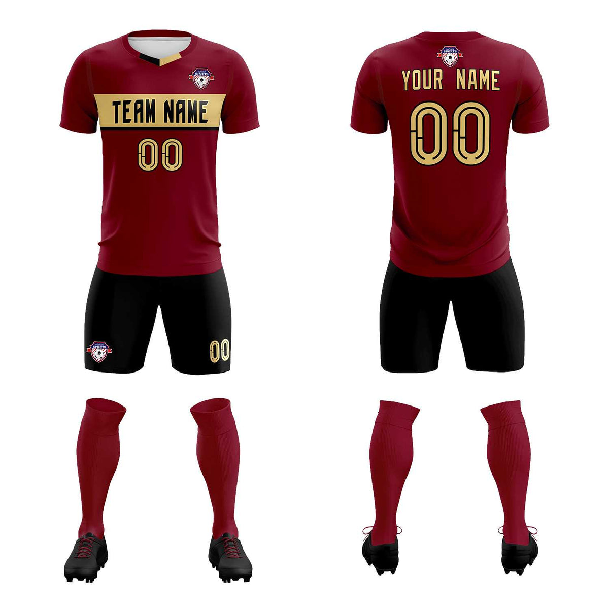 Custom Crimson Classic Sports Sets Soccer Shirt Jersey