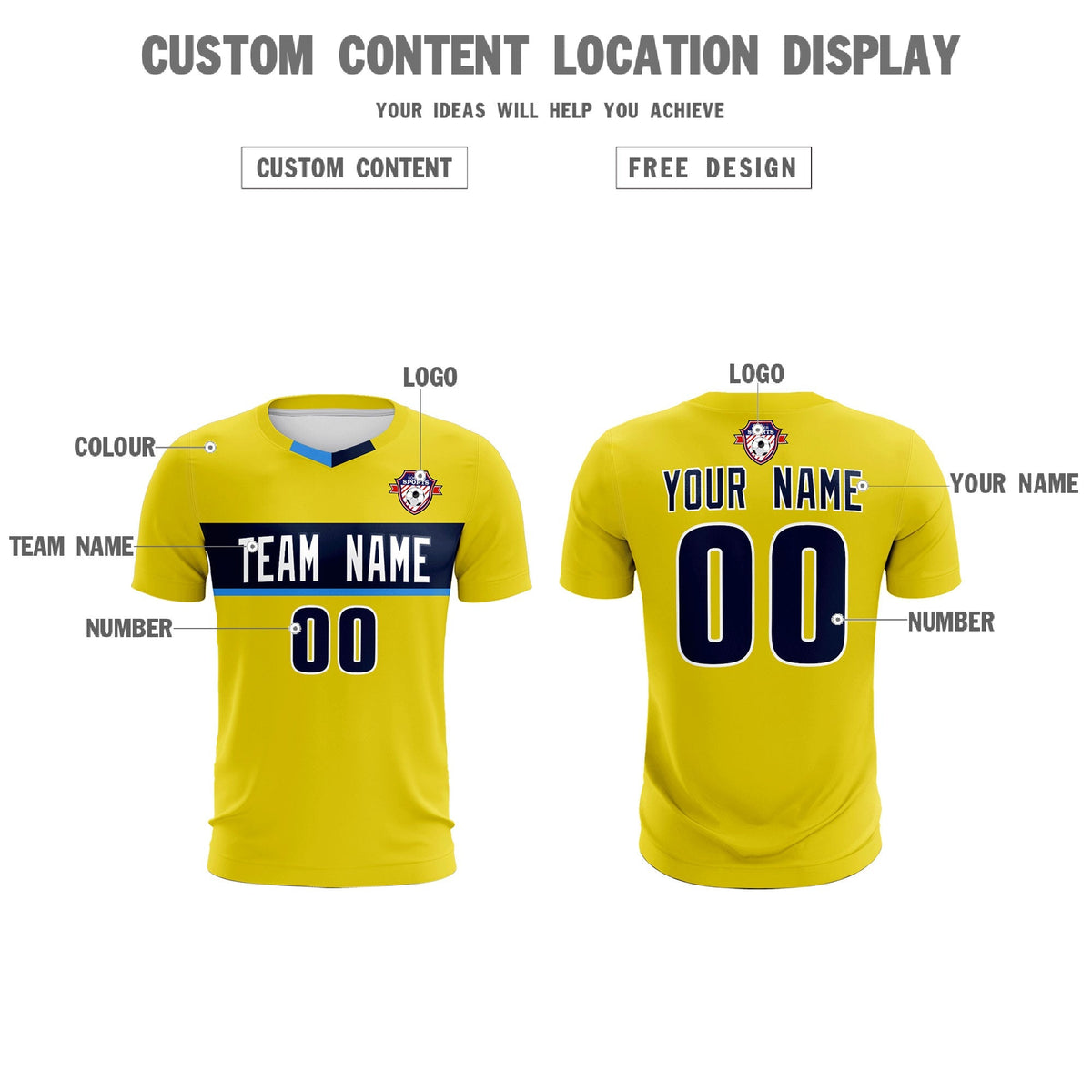Custom Gold Classic Sports Sets Soccer Shirt Jersey