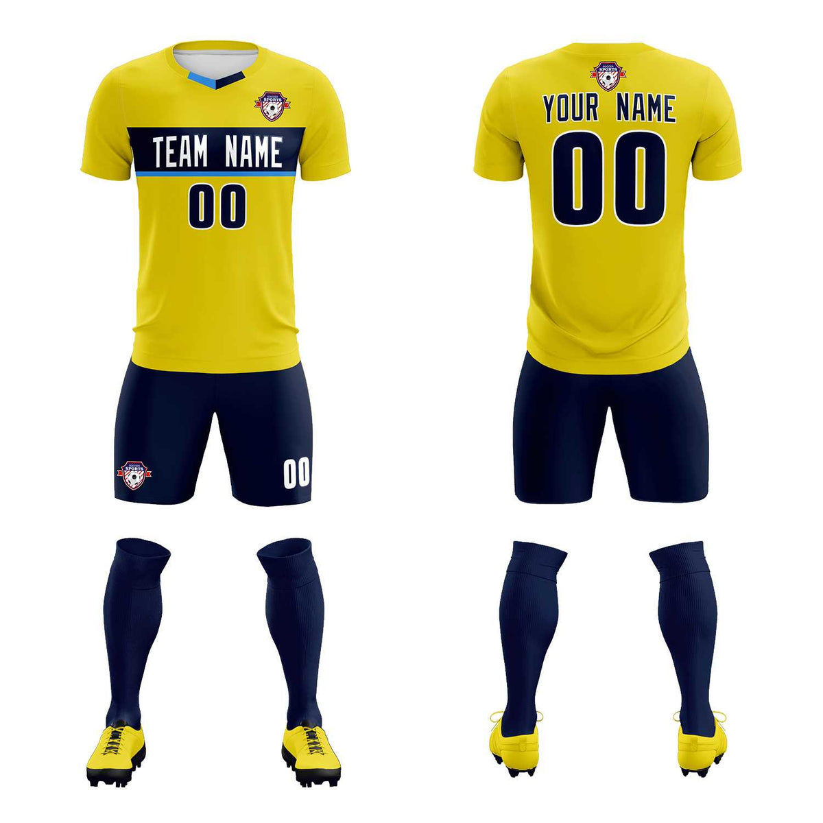 Custom Gold Classic Sports Sets Soccer Shirt Jersey