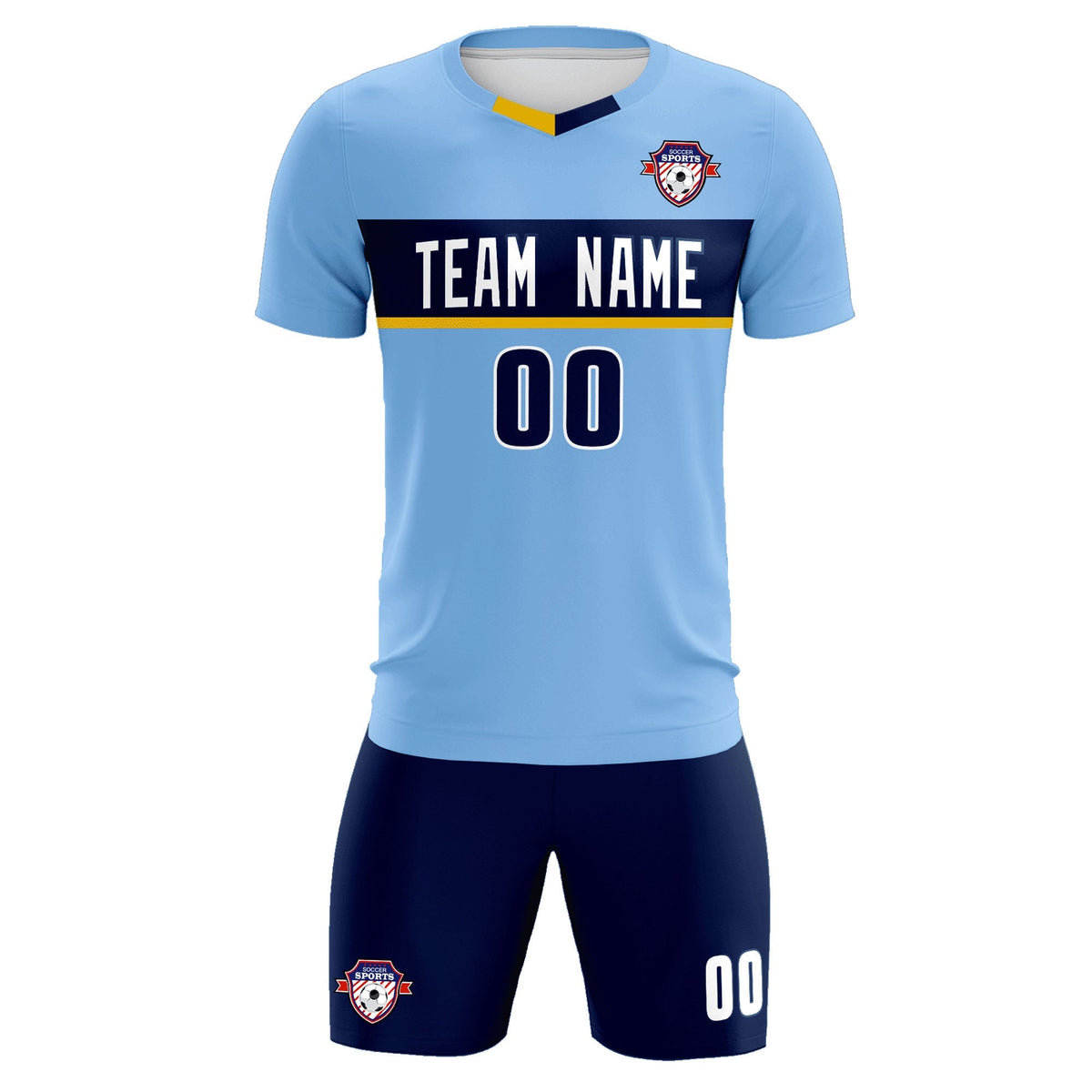 Custom Light Blue Classic Sports Sets Soccer Shirt Jersey
