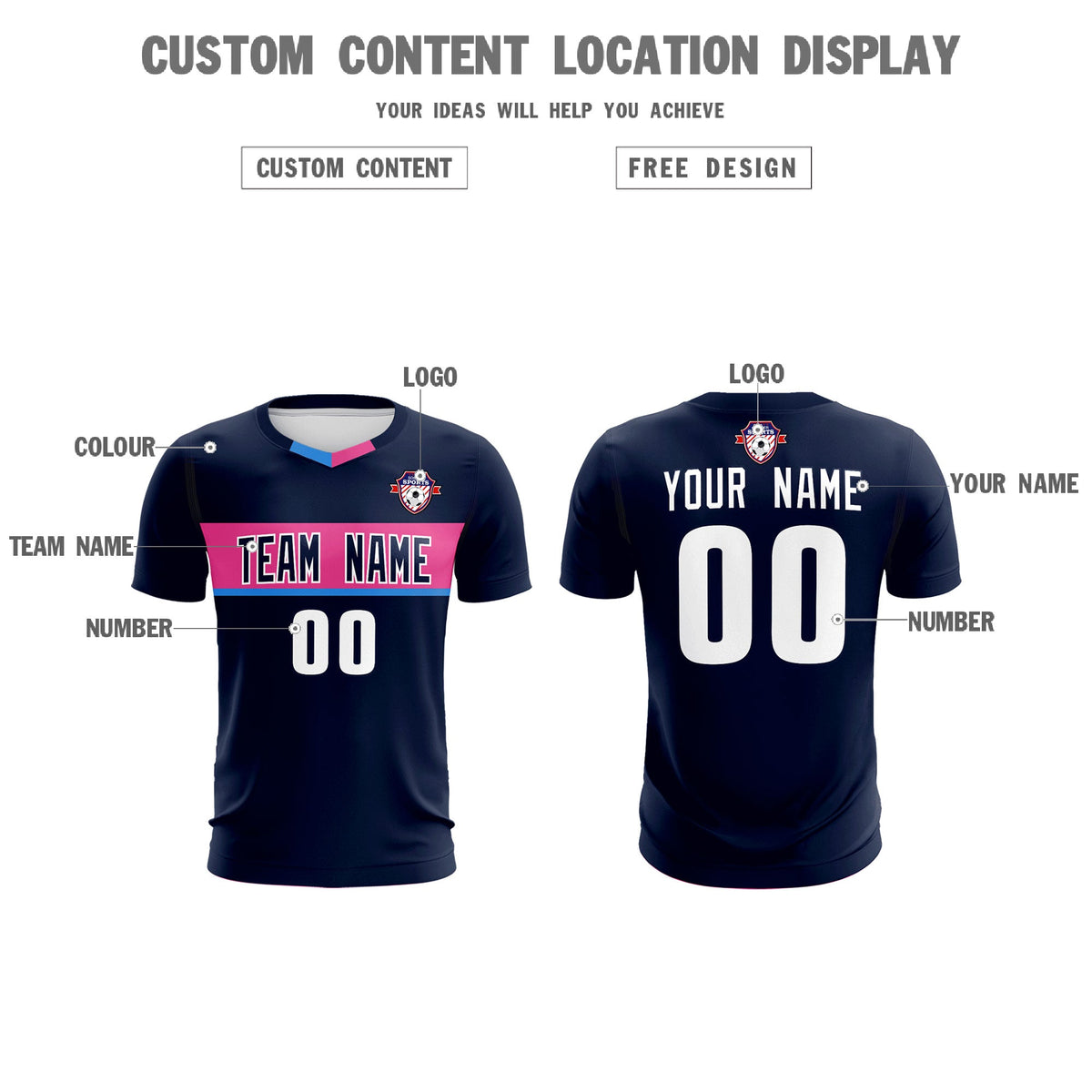 Custom Navy Classic Sports Sets Soccer Shirt Jersey
