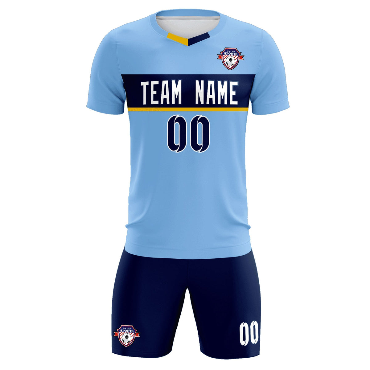 Custom Light Blue Classic Sports Sets Soccer Shirt Jersey