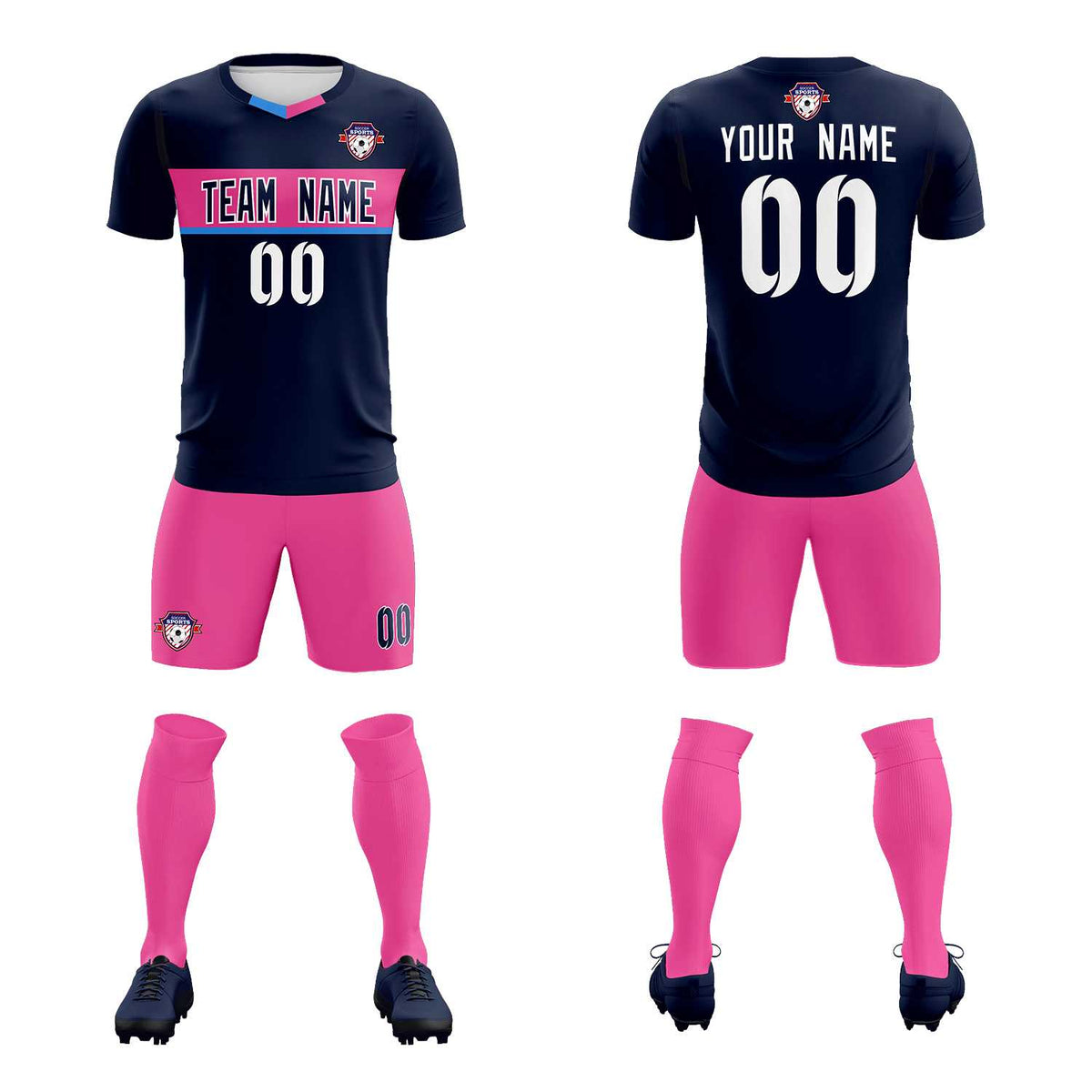 Custom Navy Classic Sports Sets Soccer Shirt Jersey