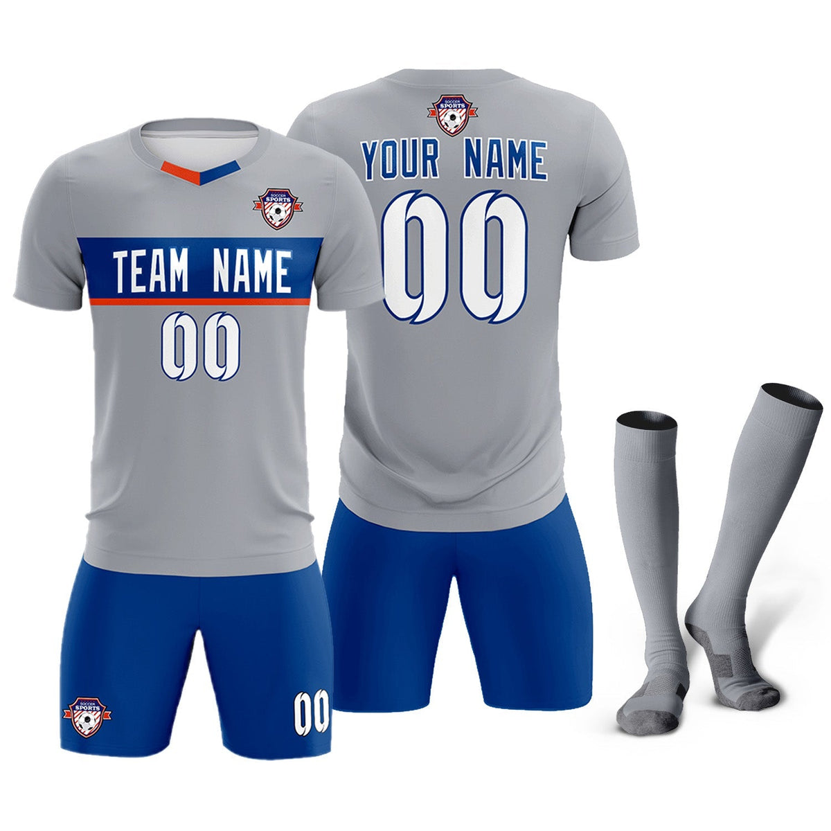 Custom Gray Classic Sports Sets Soccer Shirt Jersey