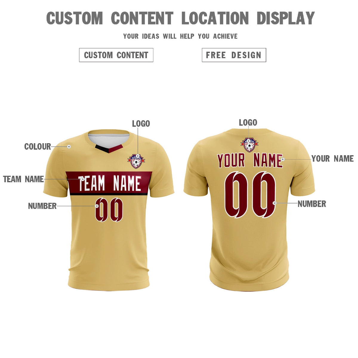 Custom Khaki Classic Sports Sets Soccer Shirt Jersey