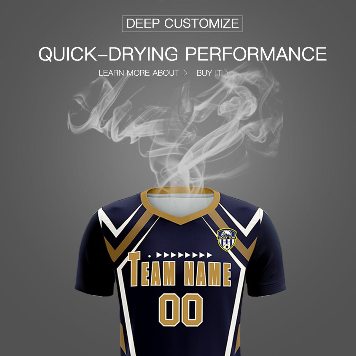 Custom Navy Abstract Breathable Soccer Tops/Sets Jersey