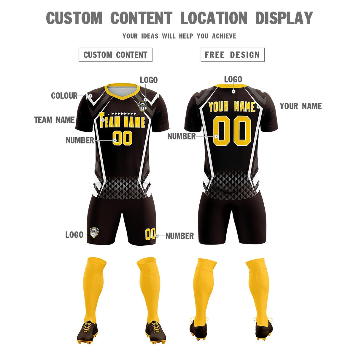 Custom Brown Abstract Breathable Soccer Tops/Sets Jersey