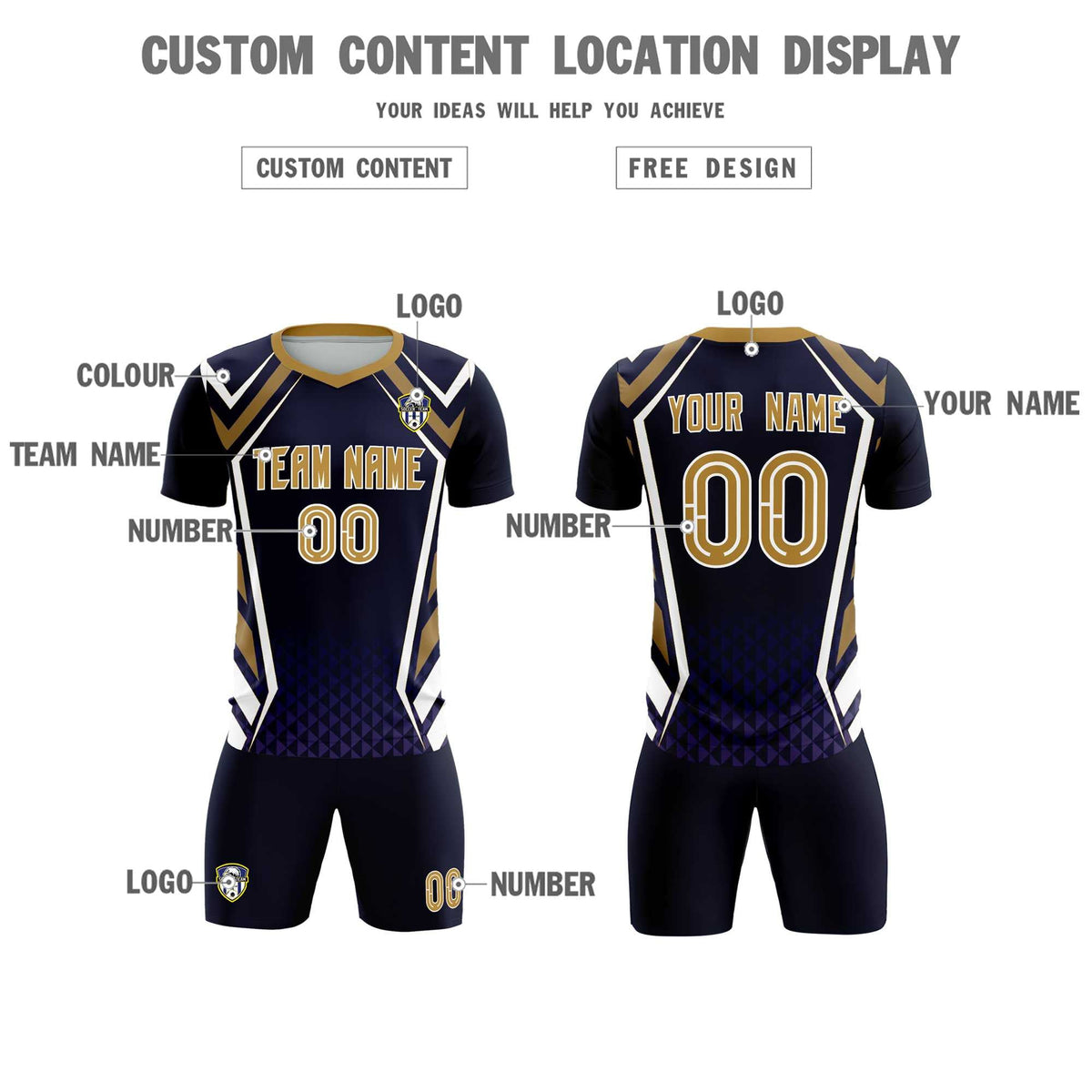 Custom Navy Abstract Breathable Soccer Tops/Sets Jersey