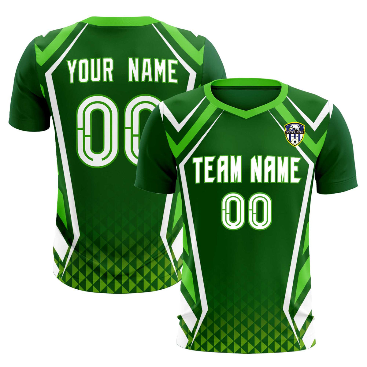 Custom Green Abstract Breathable Soccer Tops/Sets Jersey