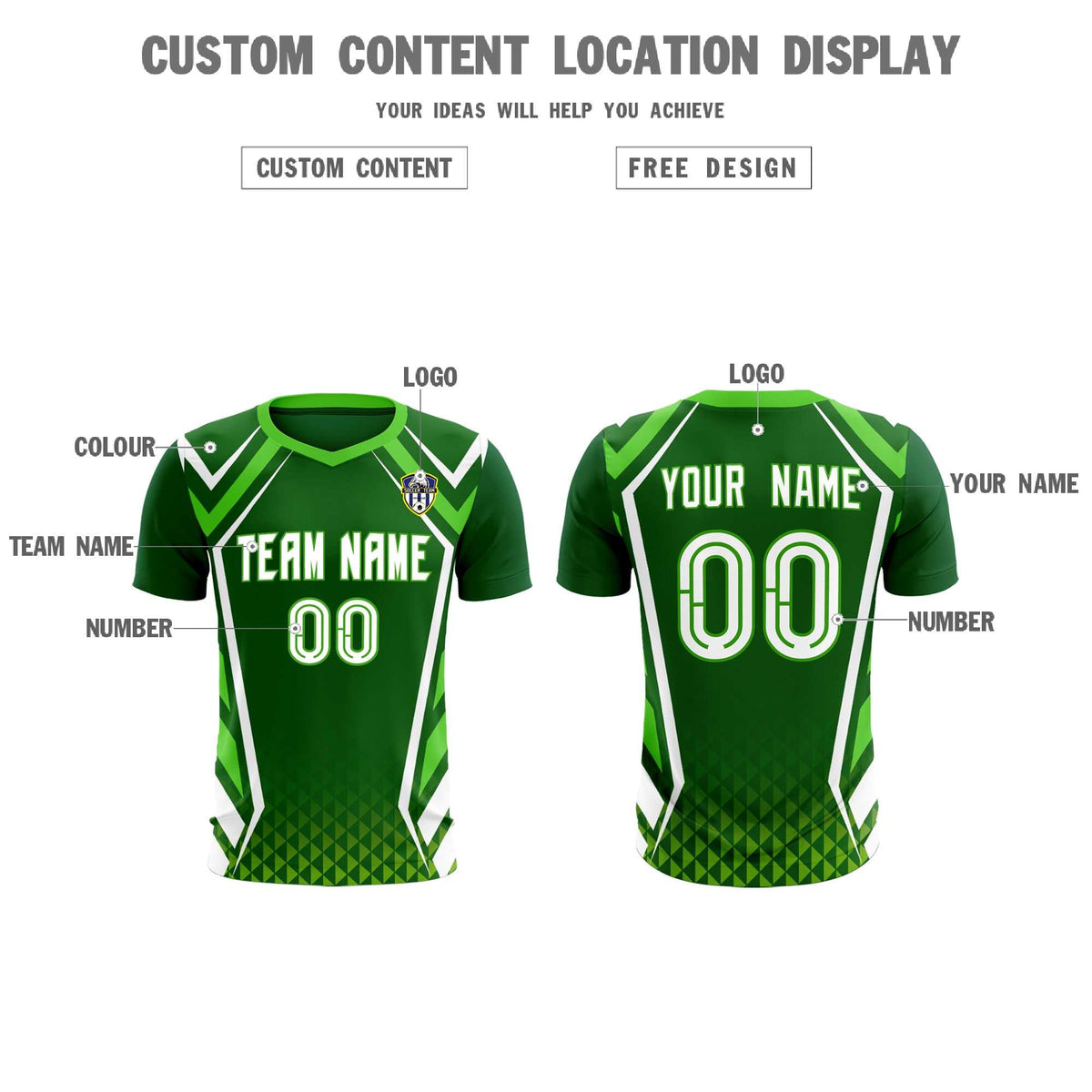 Custom Green Abstract Breathable Soccer Tops/Sets Jersey