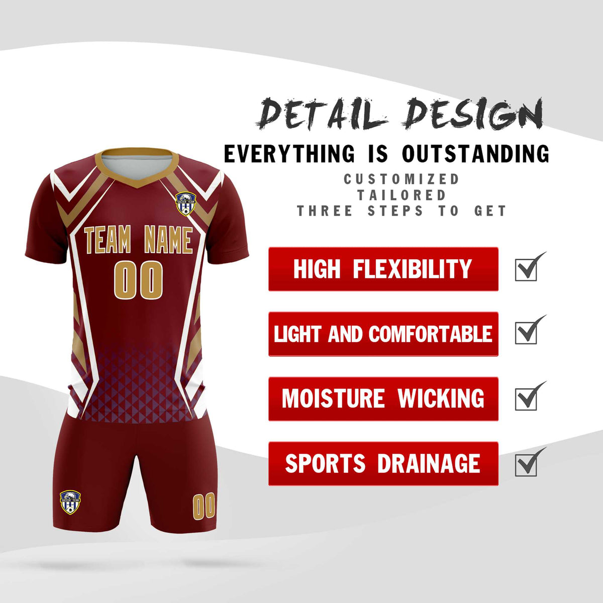 Custom Crimson Abstract Breathable Soccer Tops/Sets Jersey