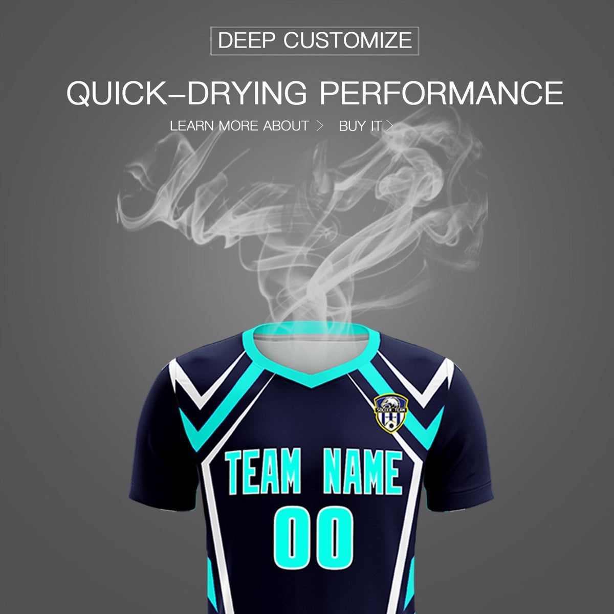 Custom Navy Abstract Breathable Soccer Tops/Sets Jersey