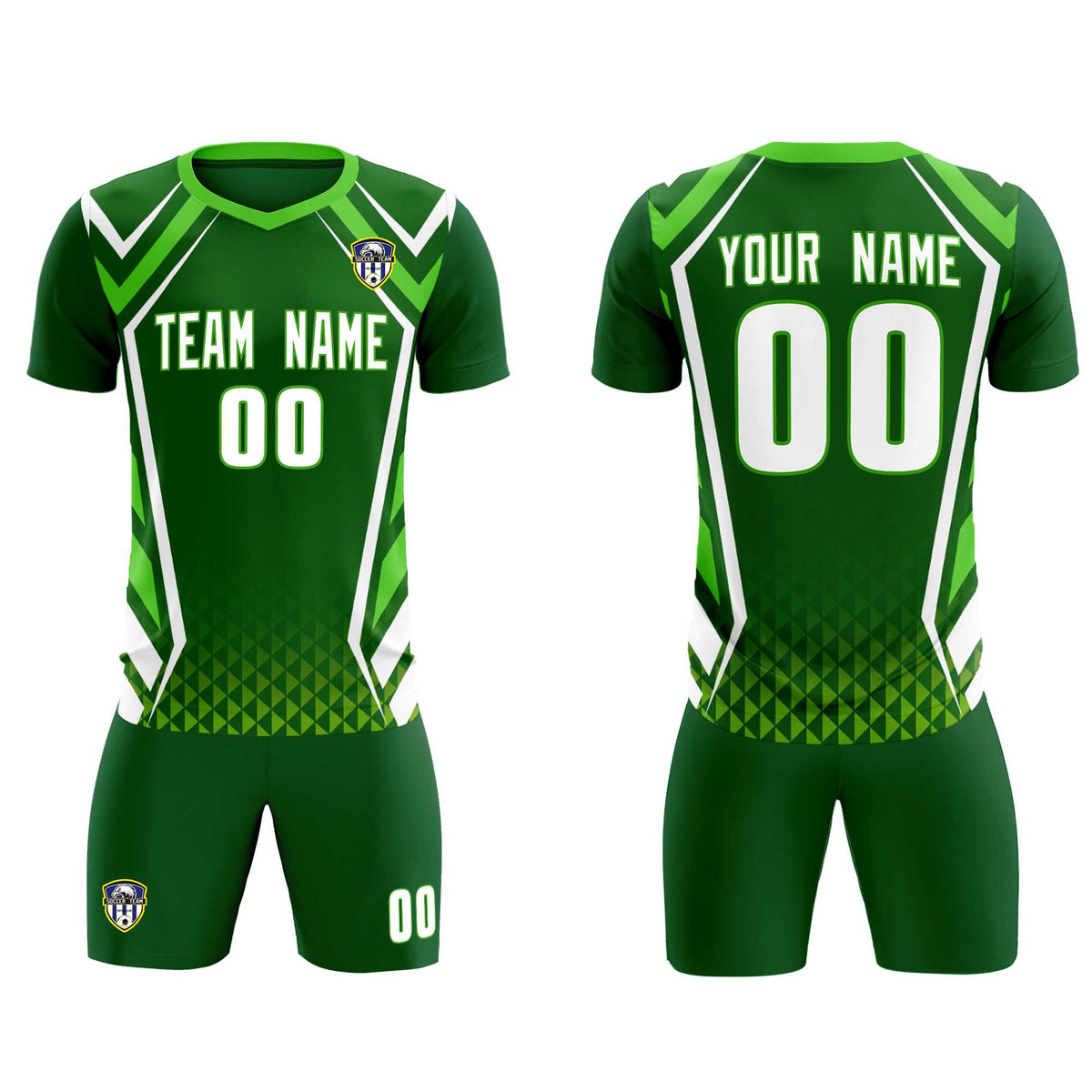 Custom Green Abstract Breathable Soccer Tops/Sets Jersey