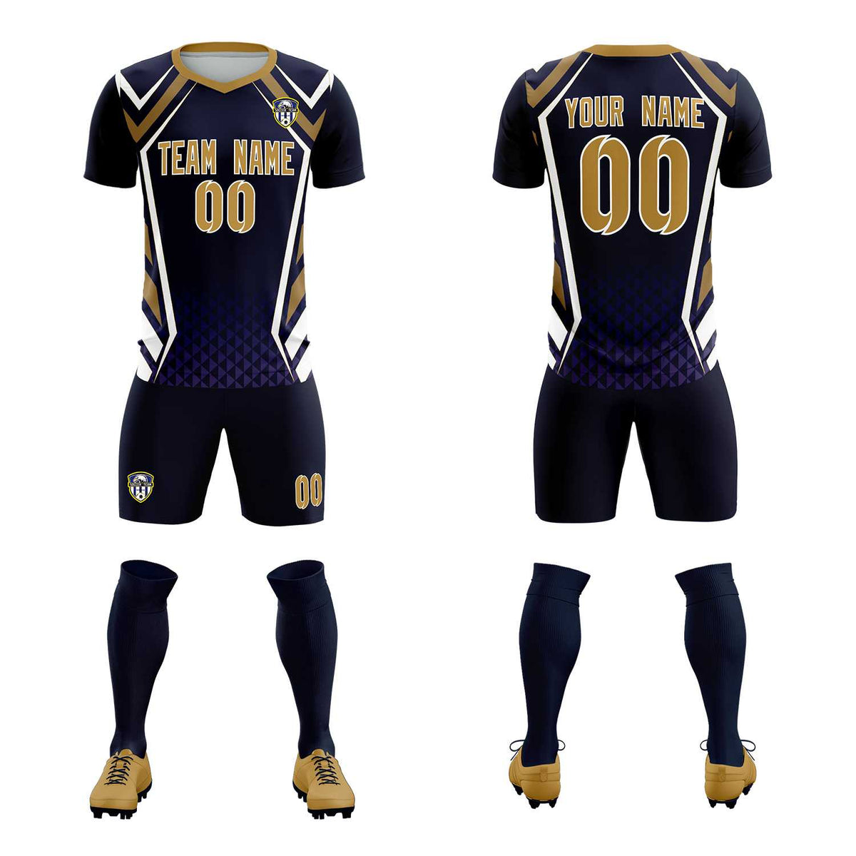 Custom Navy Abstract Breathable Soccer Tops/Sets Jersey