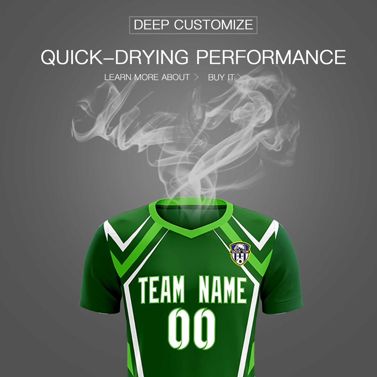 Custom Green Abstract Breathable Soccer Tops/Sets Jersey