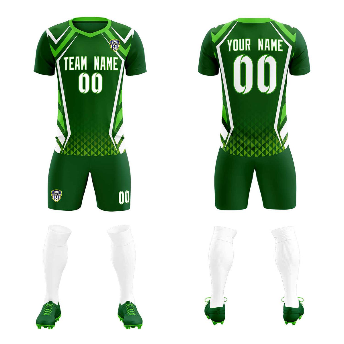 Custom Green Abstract Breathable Soccer Tops/Sets Jersey