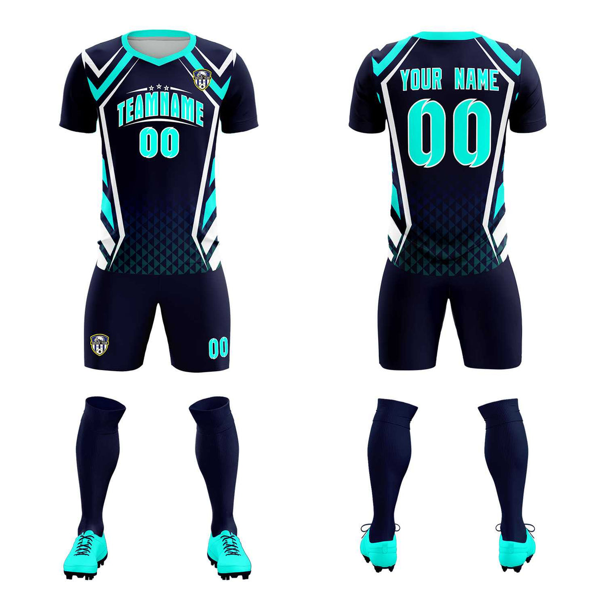 Custom Navy Abstract Breathable Soccer Tops/Sets Jersey
