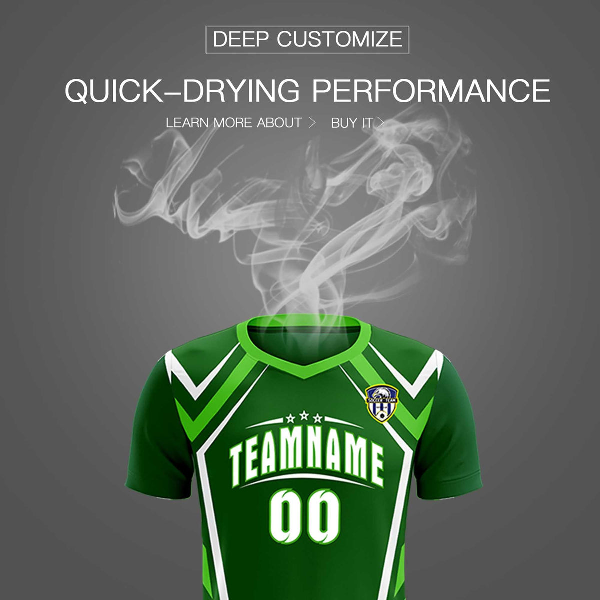 Custom Green Abstract Breathable Soccer Tops/Sets Jersey