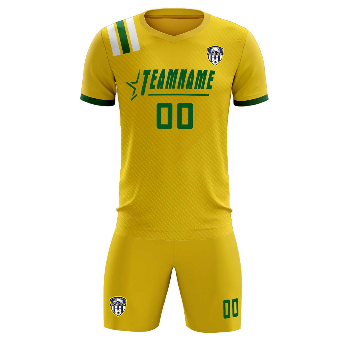 Custom Gold Striped Sportswear Soccer Tops/Sets Jersey For Adults