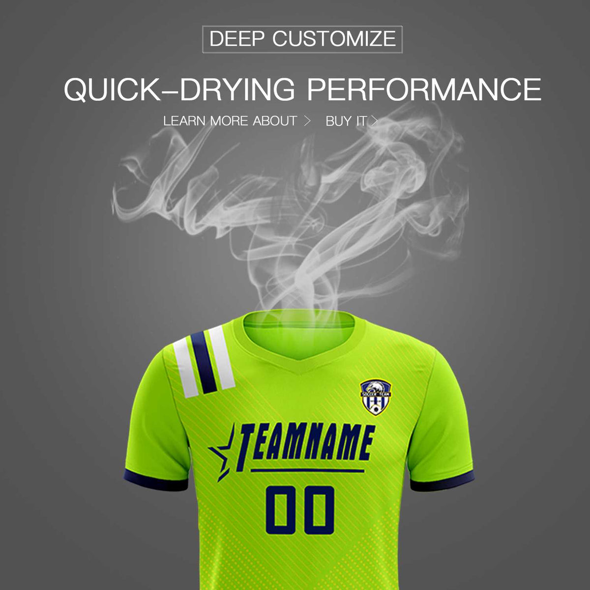 Custom Neon Green Striped Sportswear Soccer Tops/Sets Jersey For Adults