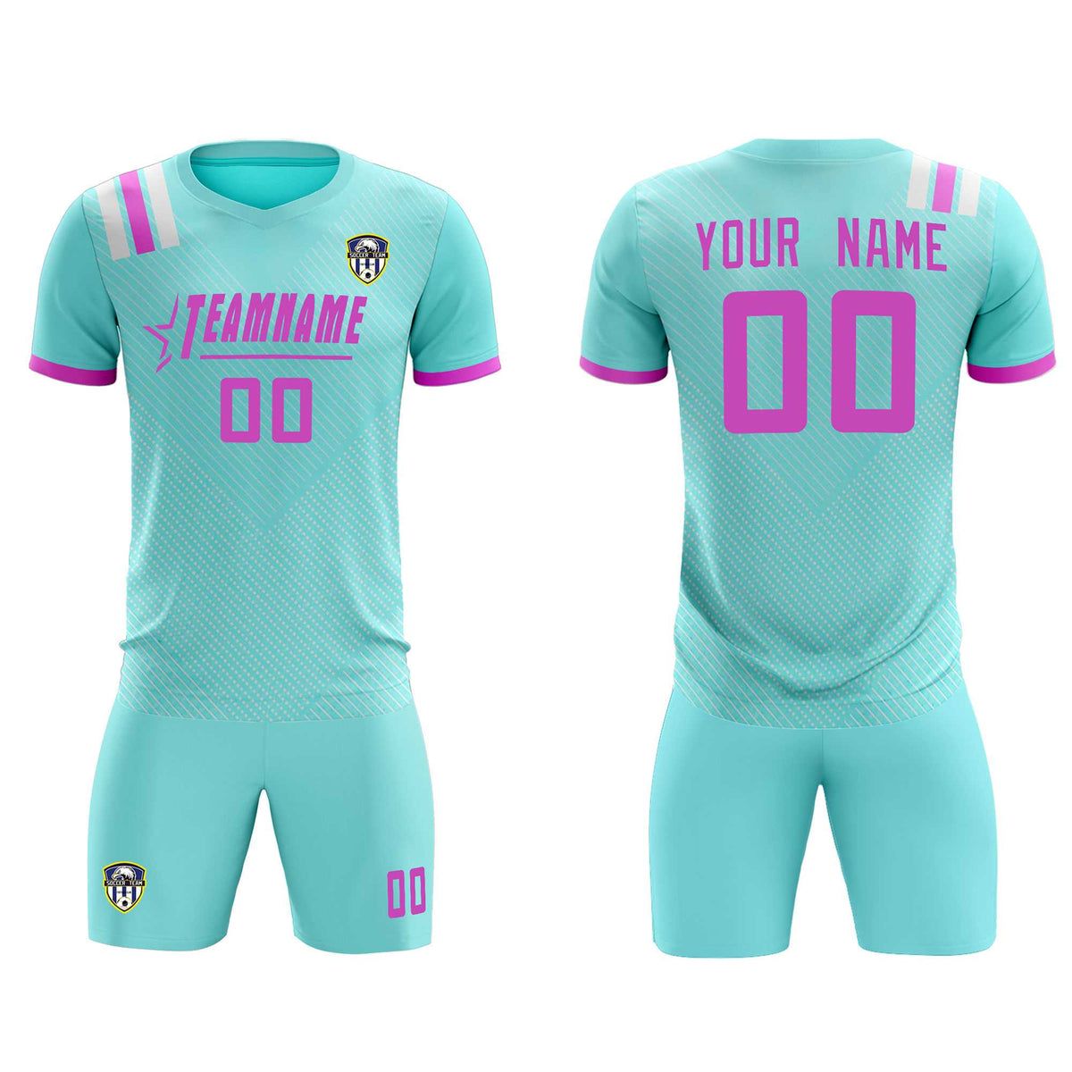 Custom Light Blue Striped Sportswear Soccer Tops/Sets Jersey For Adults