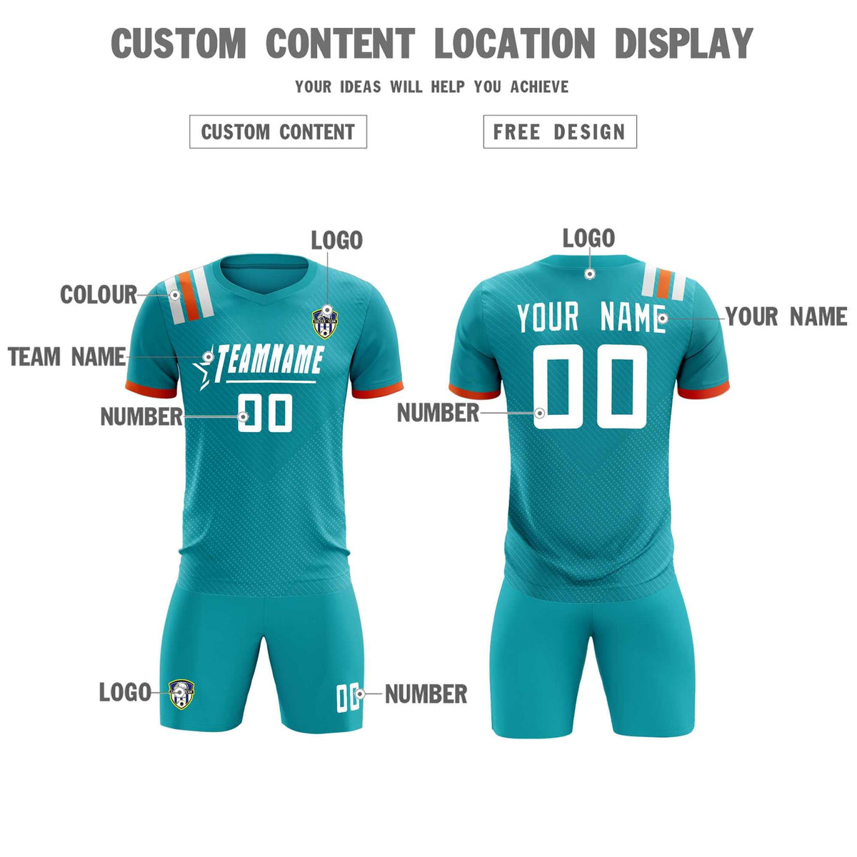 Custom Aqua Striped Sportswear Soccer Tops/Sets Jersey For Adults
