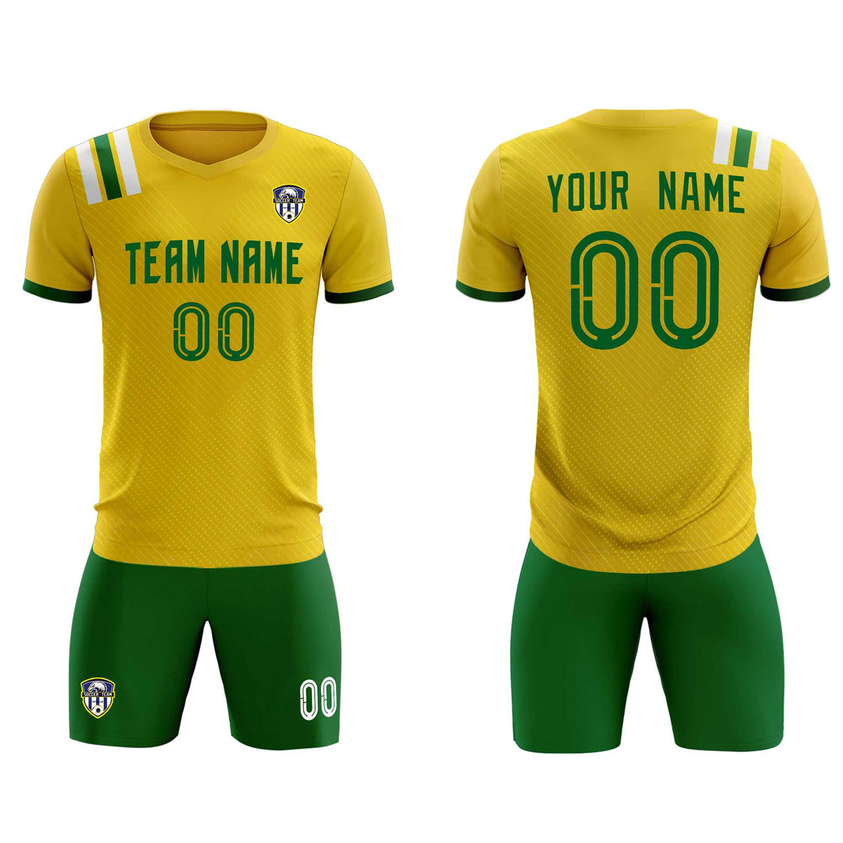 Custom Gold Striped Sportswear Soccer Tops/Sets Jersey For Adults