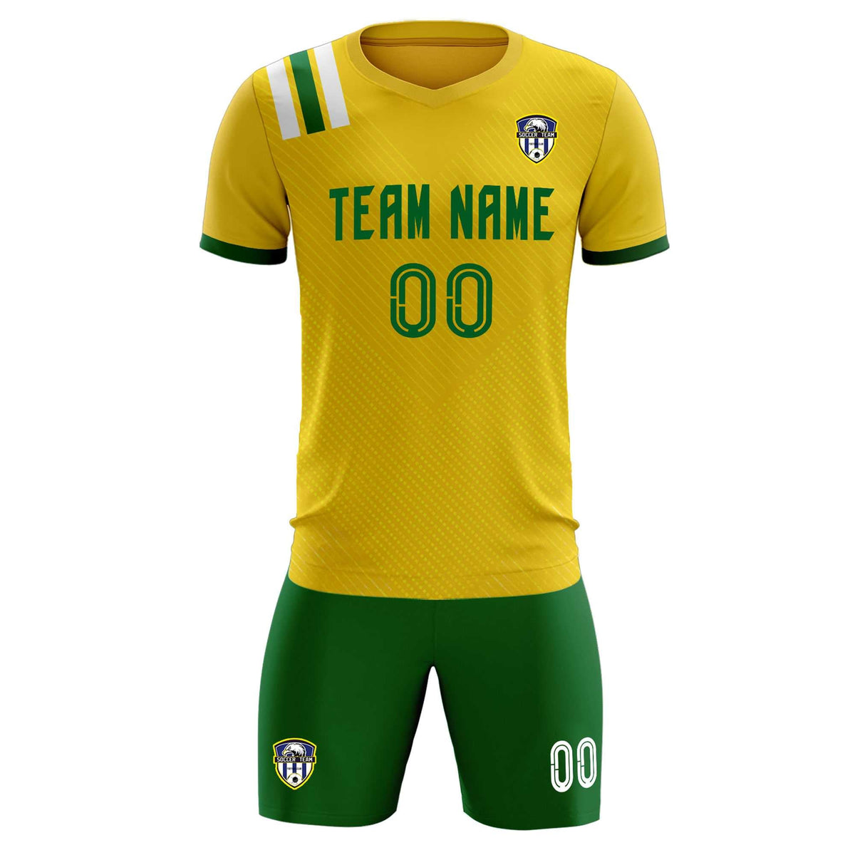 Custom Gold Striped Sportswear Soccer Tops/Sets Jersey For Adults