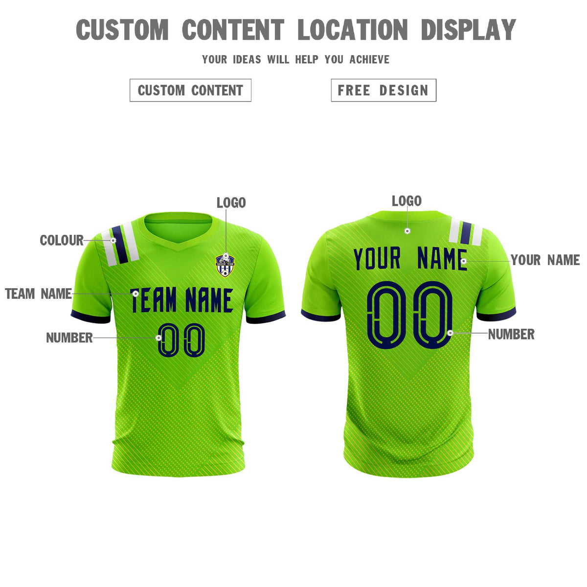 Custom Neon Green Striped Sportswear Soccer Tops/Sets Jersey For Adults