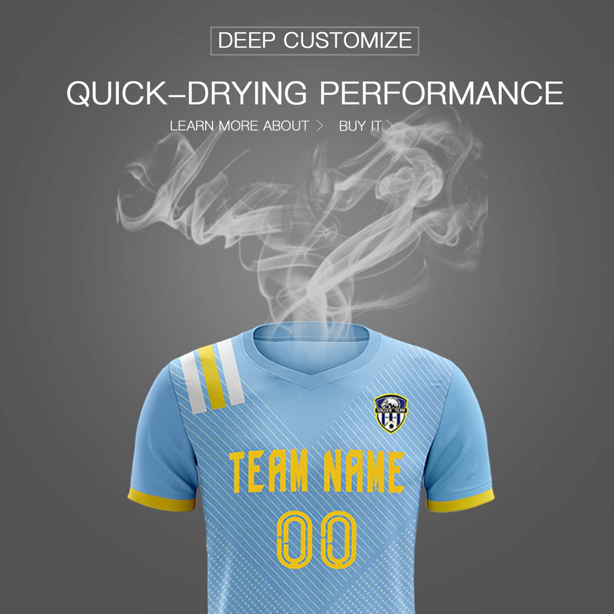 Custom Light Blue Striped Sportswear Soccer Tops/Sets Jersey For Adults