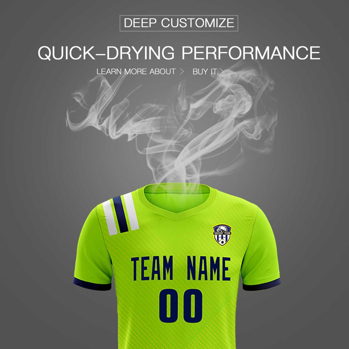 Custom Neon Green Striped Sportswear Soccer Tops/Sets Jersey For Adults