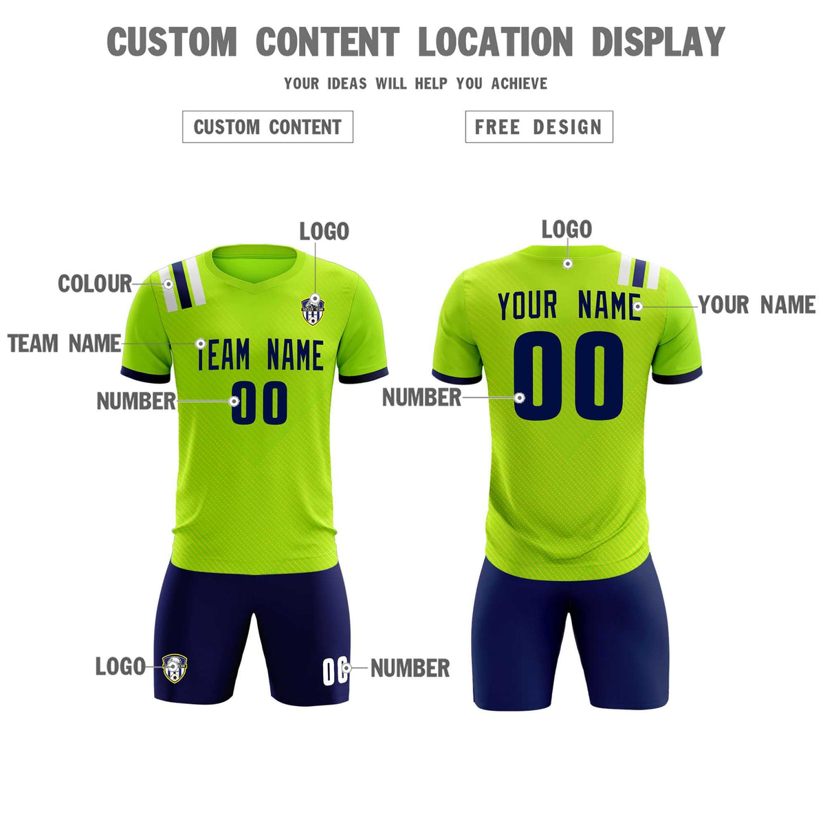 Custom Neon Green Striped Sportswear Soccer Tops/Sets Jersey For Adults